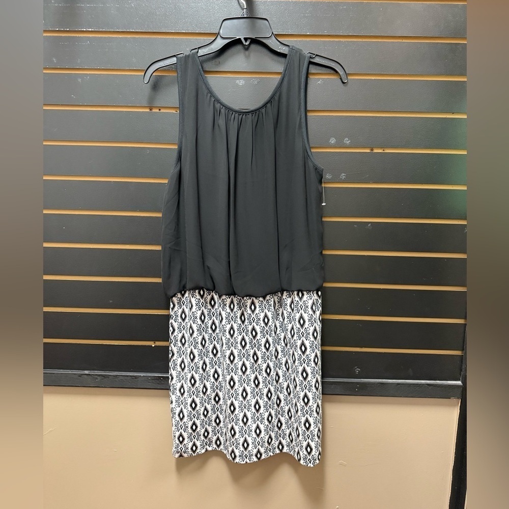 Wrangler Black & White Sleeveless Ikat Print Dress Size Large NWOT